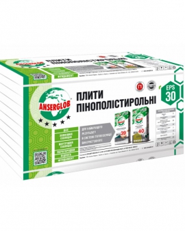 Плита пенополистирольная ANSERGLOB EPS-30 1м x 0,5м (50мм)