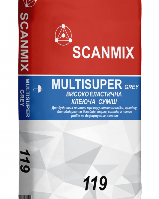119 SCANMIX MULTISUPER GR (25кг) Клей для плитки высокоэластичный